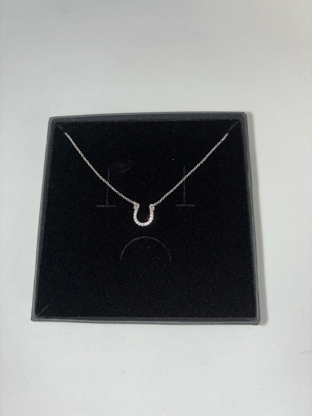 Jo´s Stering Silver Small Horseshoe Necklace With White Zircon