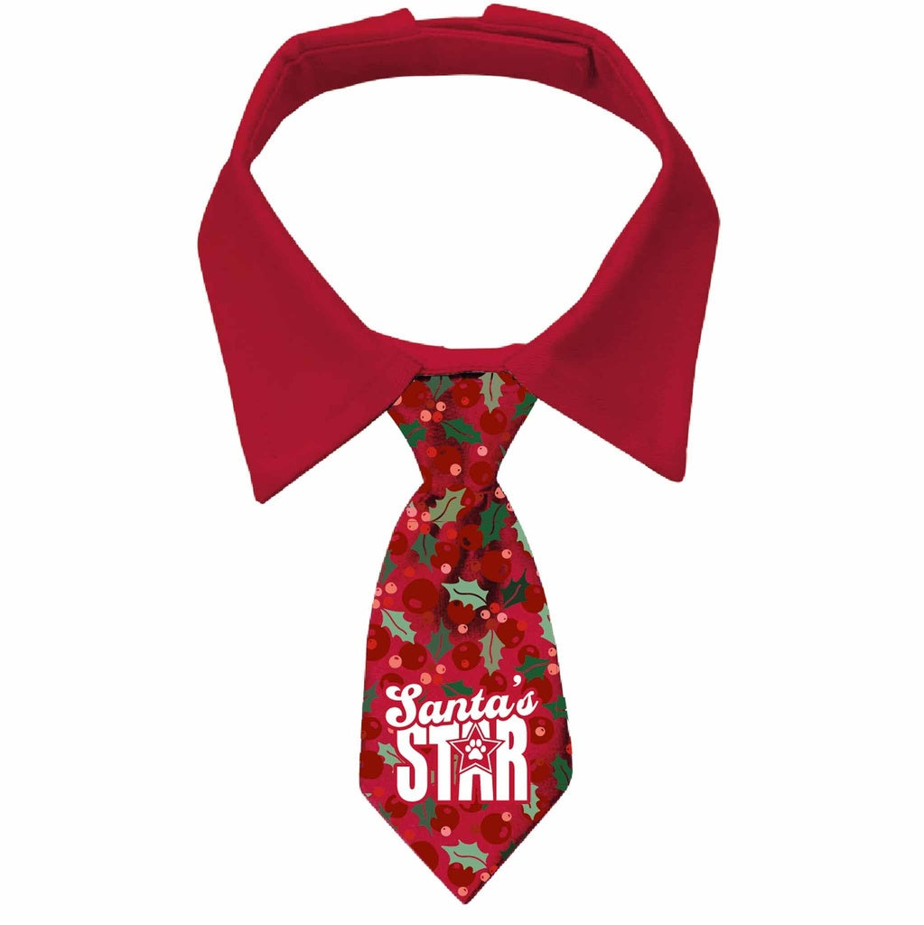 Merry Pets Santa's Star Holly Dog Xmas Tie