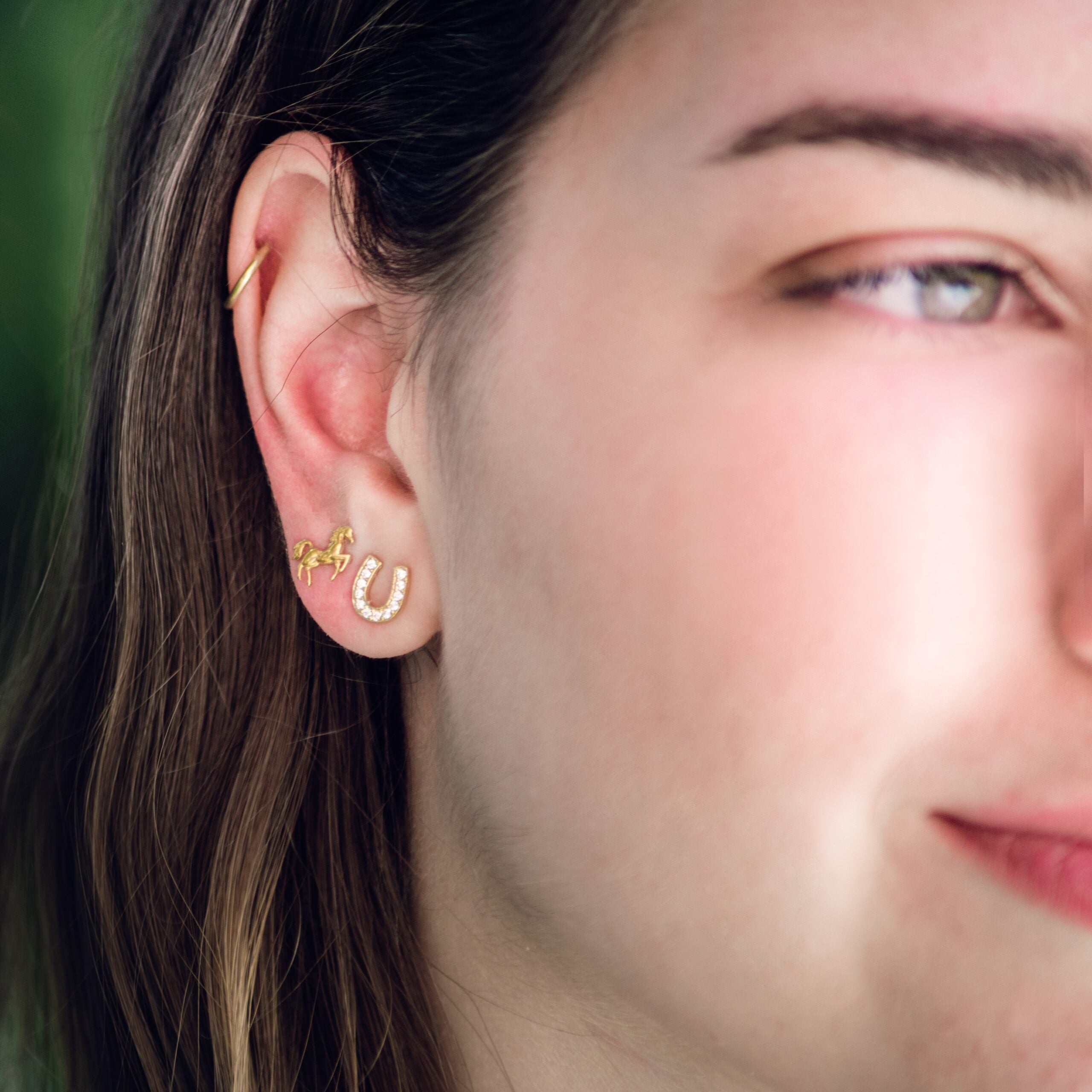 Jo´s Stering Silver Horseshoe Earrings With White Zircon