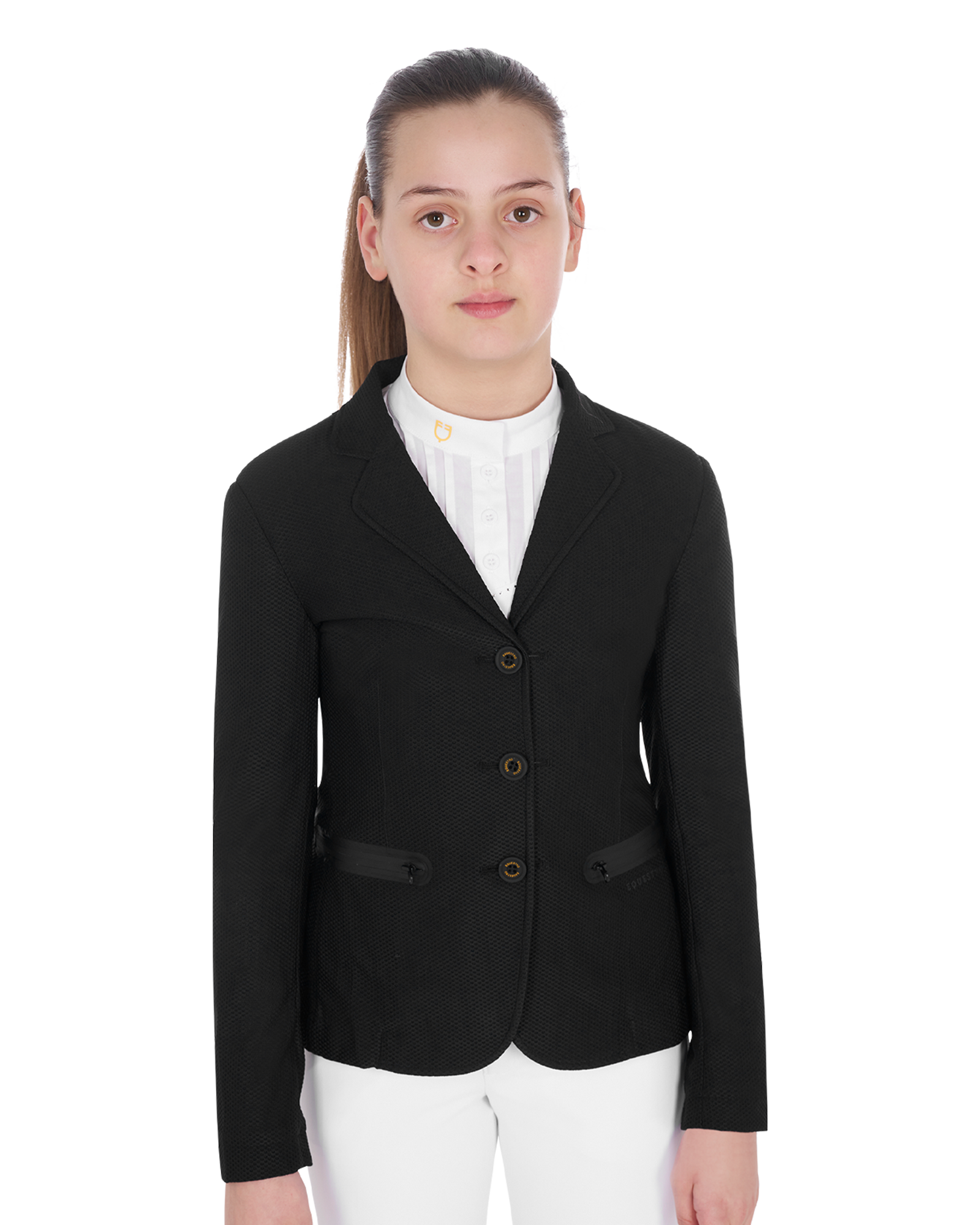 Equestro Girl's Competition Jacket Three Buttons Perforated
