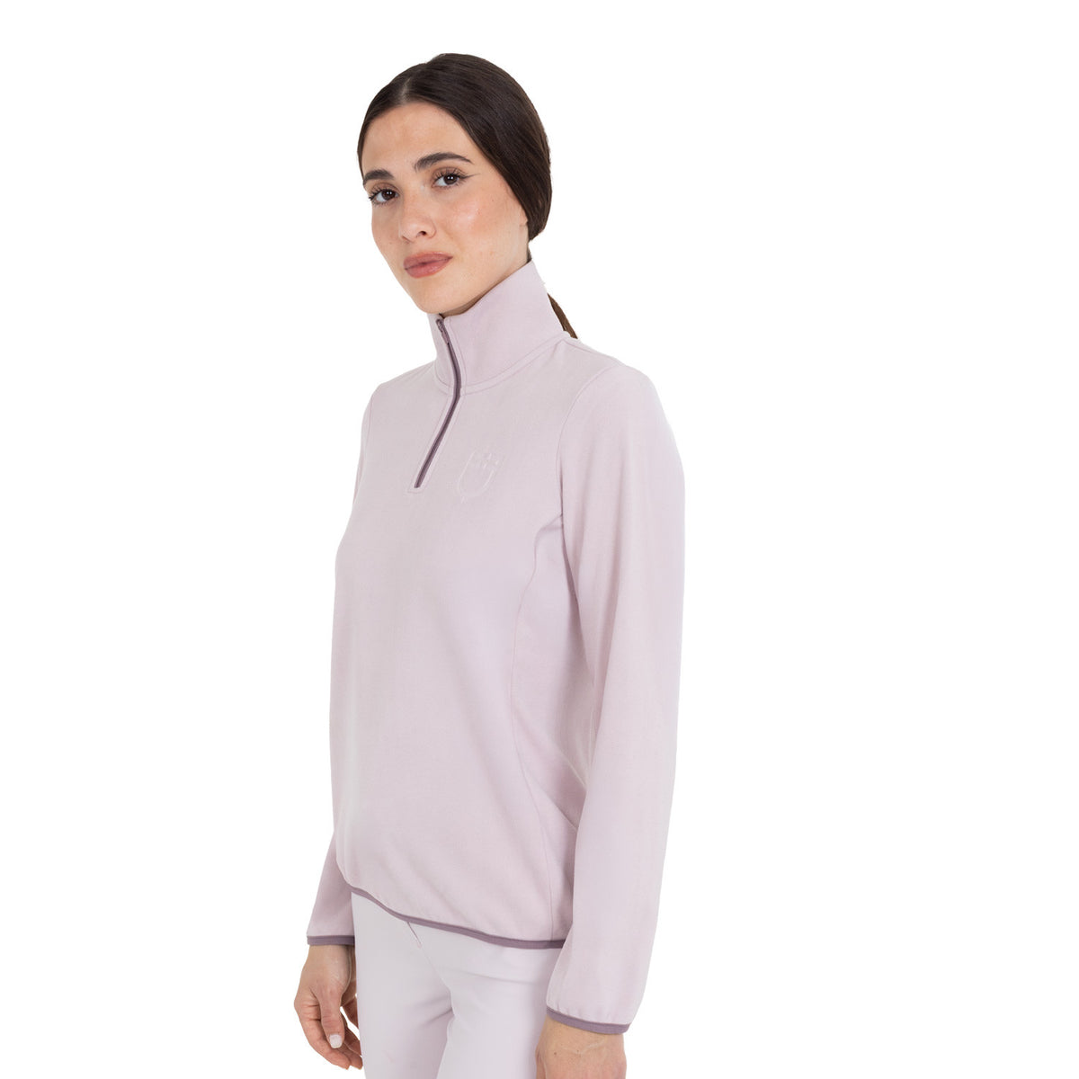 Equestro Women’s high-neck fleece sweatshirt with Half zip