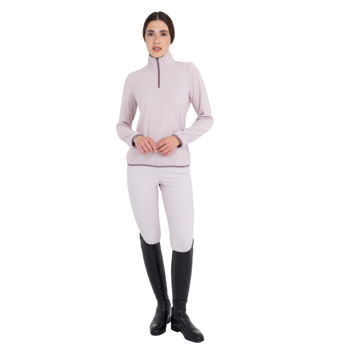 Equestro Women’s high-neck fleece sweatshirt with Half zip