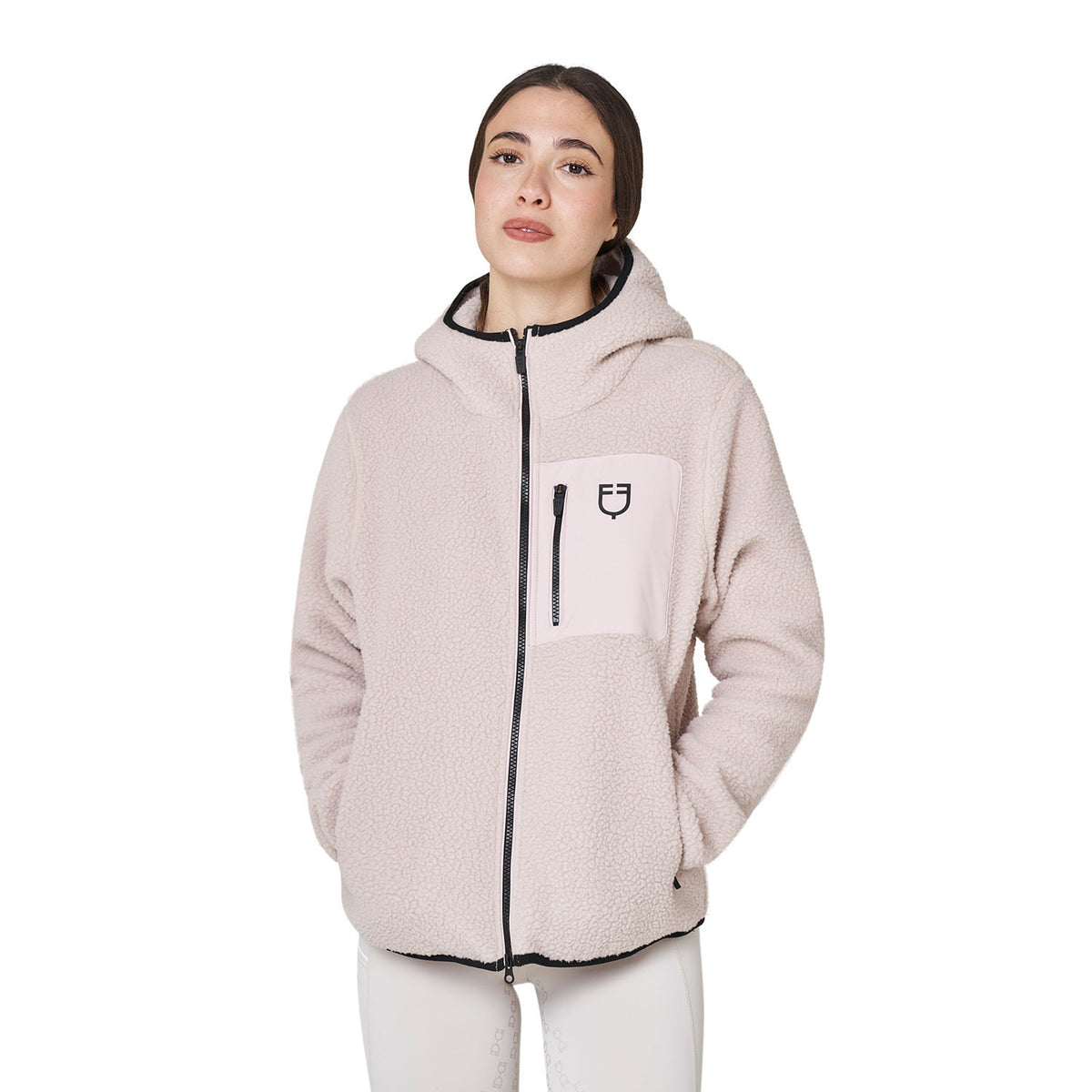 Equestro Women's Teddy Fleece Hoodie With Zip