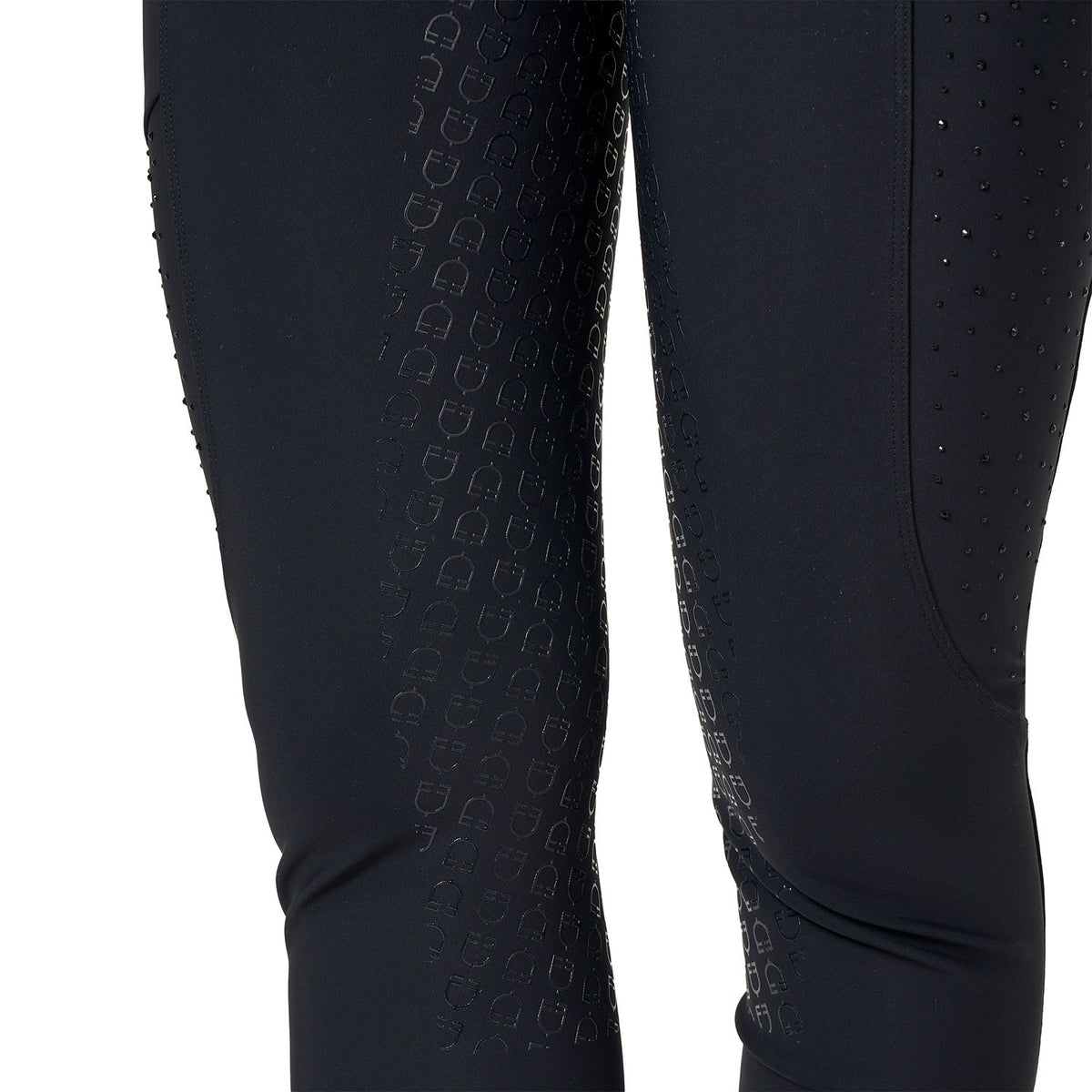 Equestro Womens High-Waisted Full Grip Breeches With Rhinestones