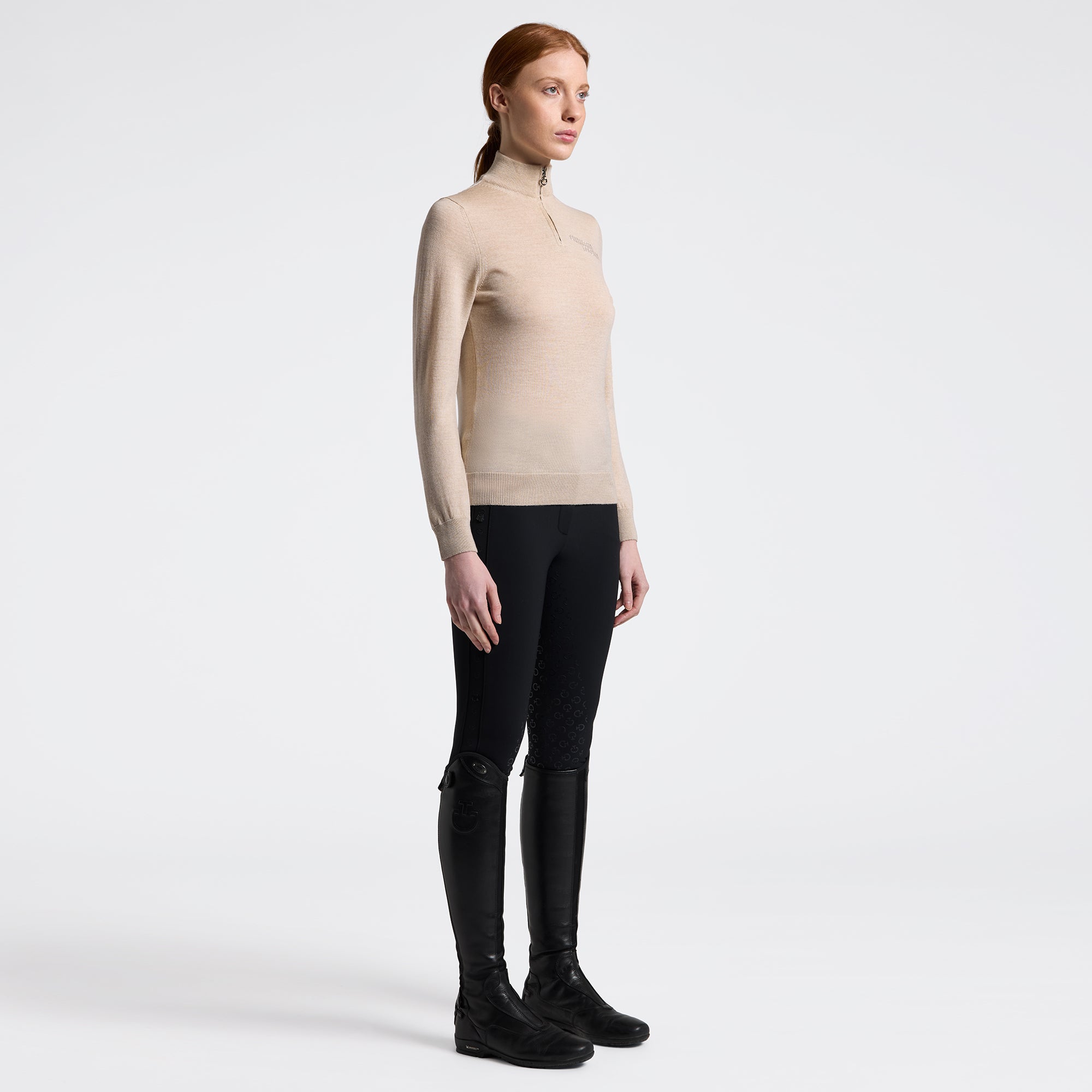 Cavalleria Toscana Half Zip Turtleneck Sweater W/O Fringes - OUTLET