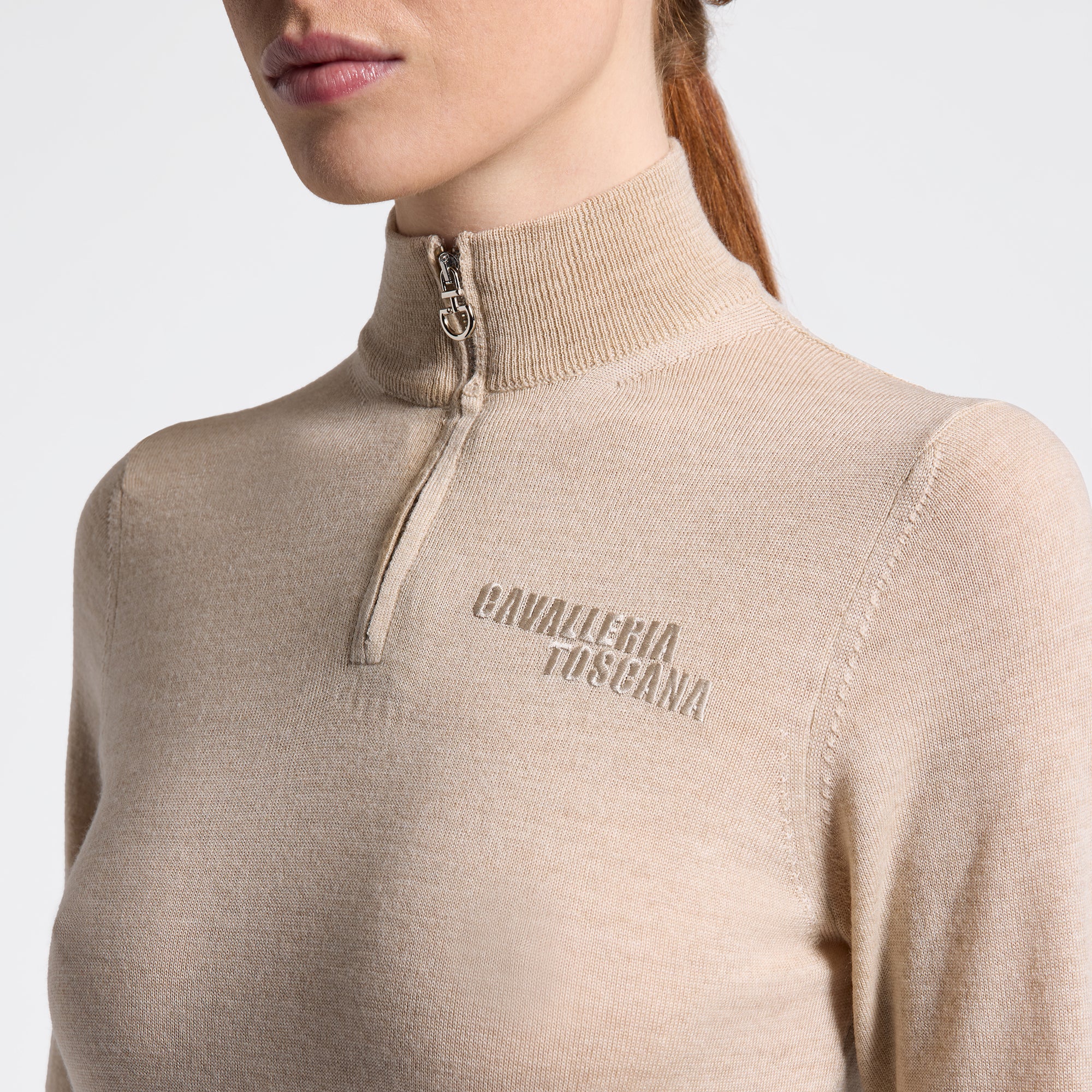 Cavalleria Toscana Half Zip Turtleneck Sweater W/O Fringes - OUTLET