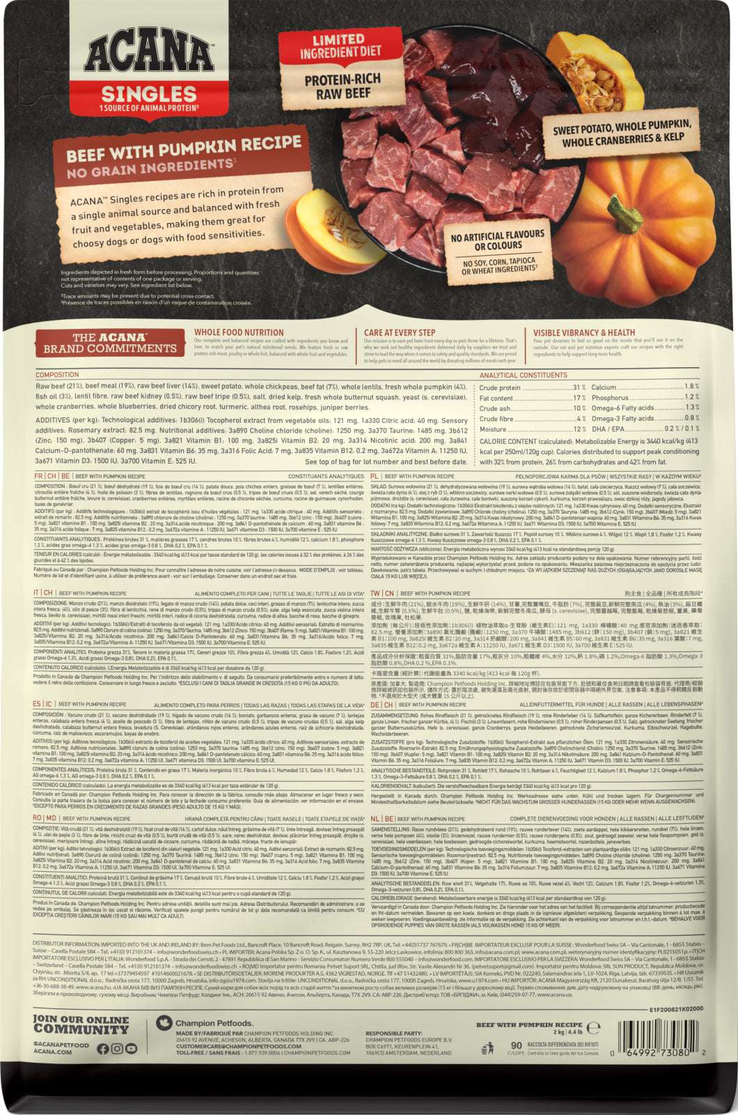 ACANA Singles Beef with Pumpkin Recipe