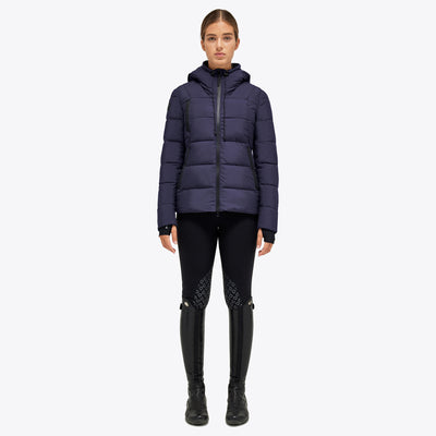 Matte Jersey Quilted Hooded Puffer Jacket - OUTLET