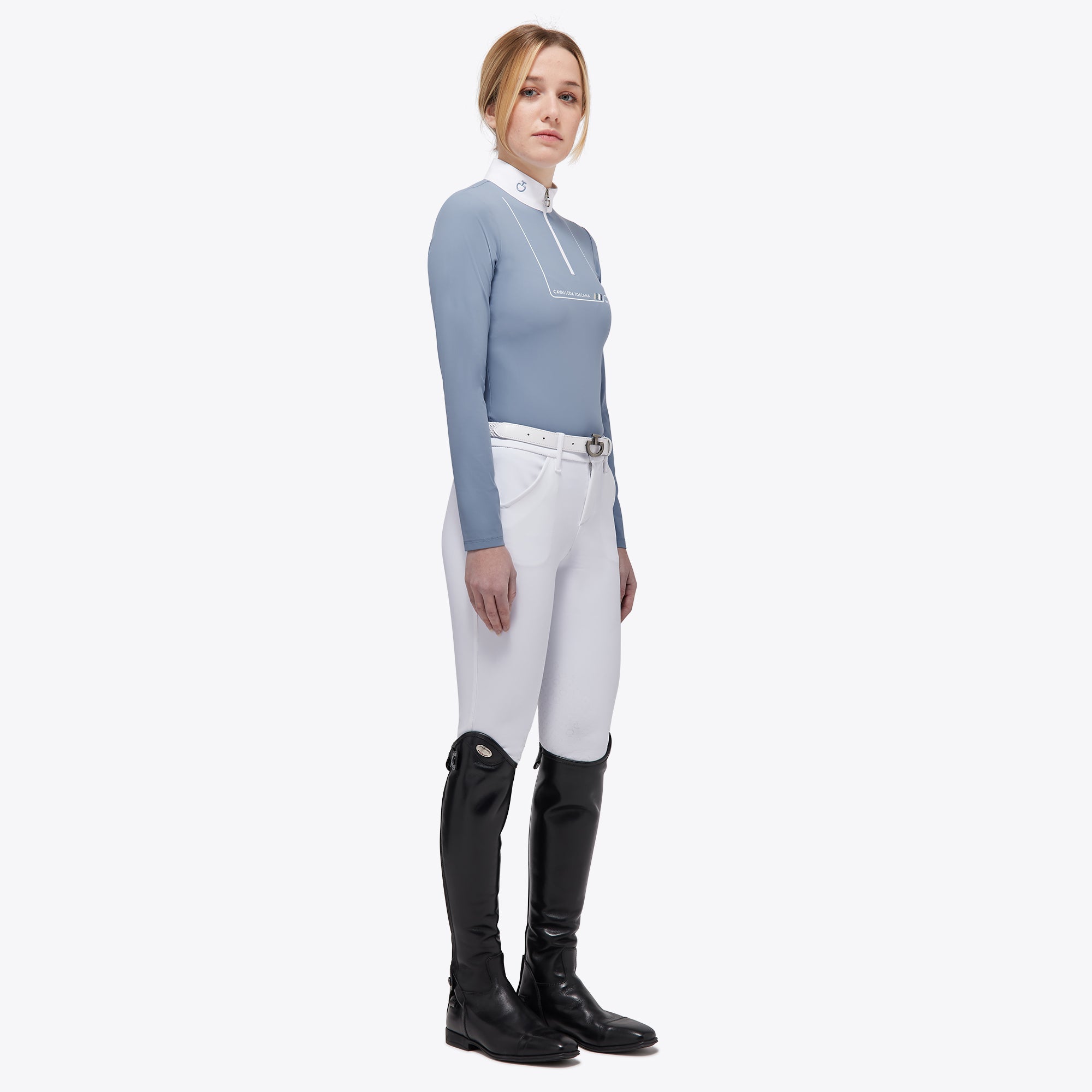 Cavalleria Toscana Dash Jersey Zip Competition Polo-OUTLET