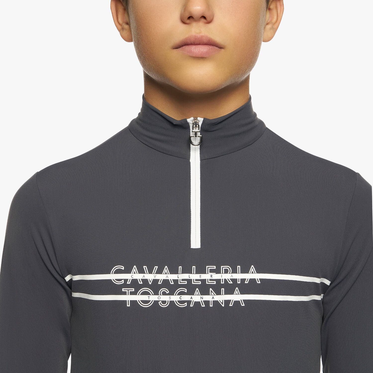 Cavalleria Toscana Printed Stripe Cavalleria Toscana Logo Brushed Jersery Zip Turt - OUTLET