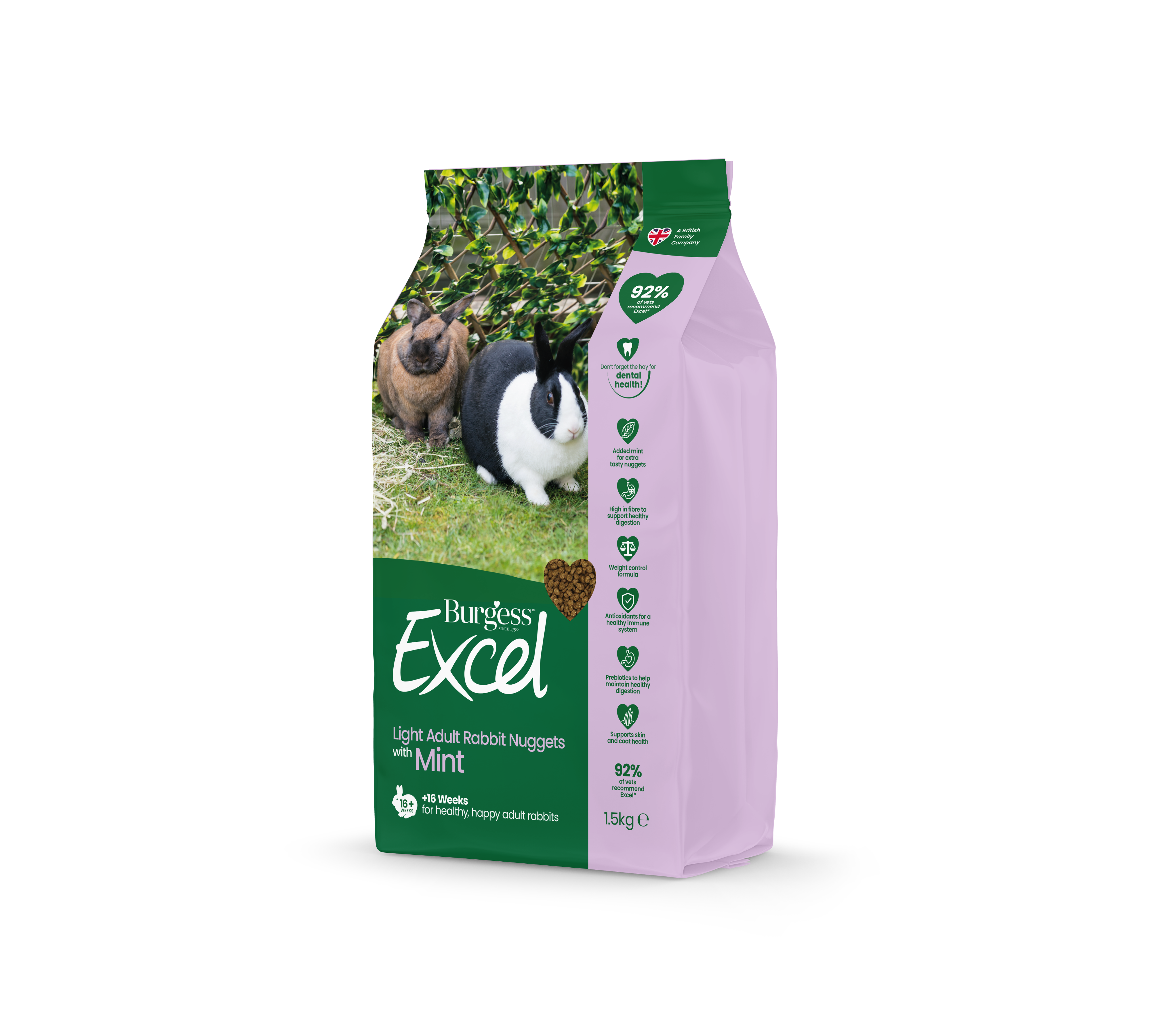 Burgess Excel Light Adult Rabbit Nuggets With Mint