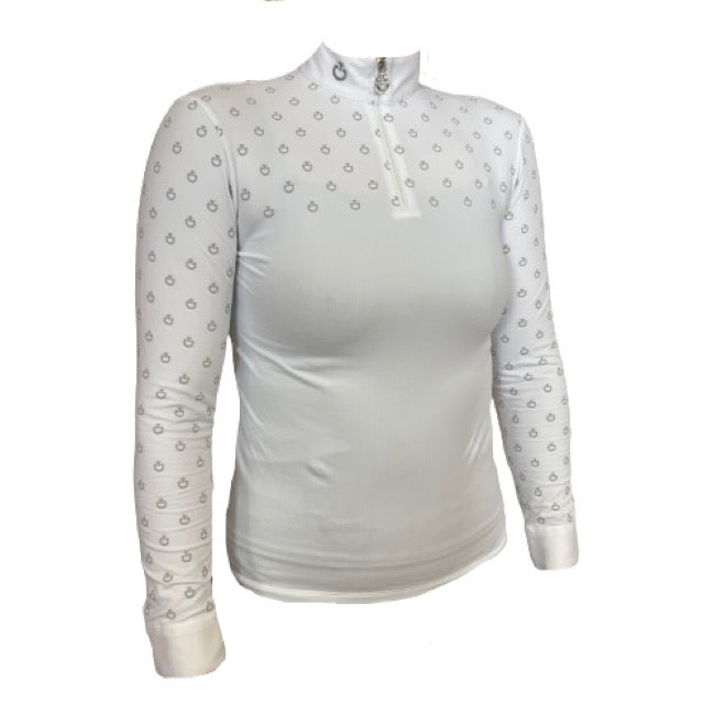 Cavalleria Toscana Mini Print Brushed Jersey Zip Competition Polo-OUTLET
