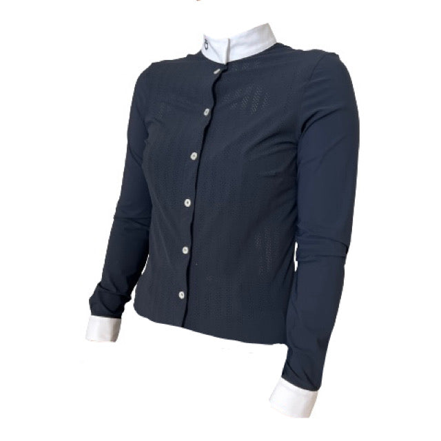 Cavalleria Toscana Slim stripe perforated l/s shirt - OUTLET