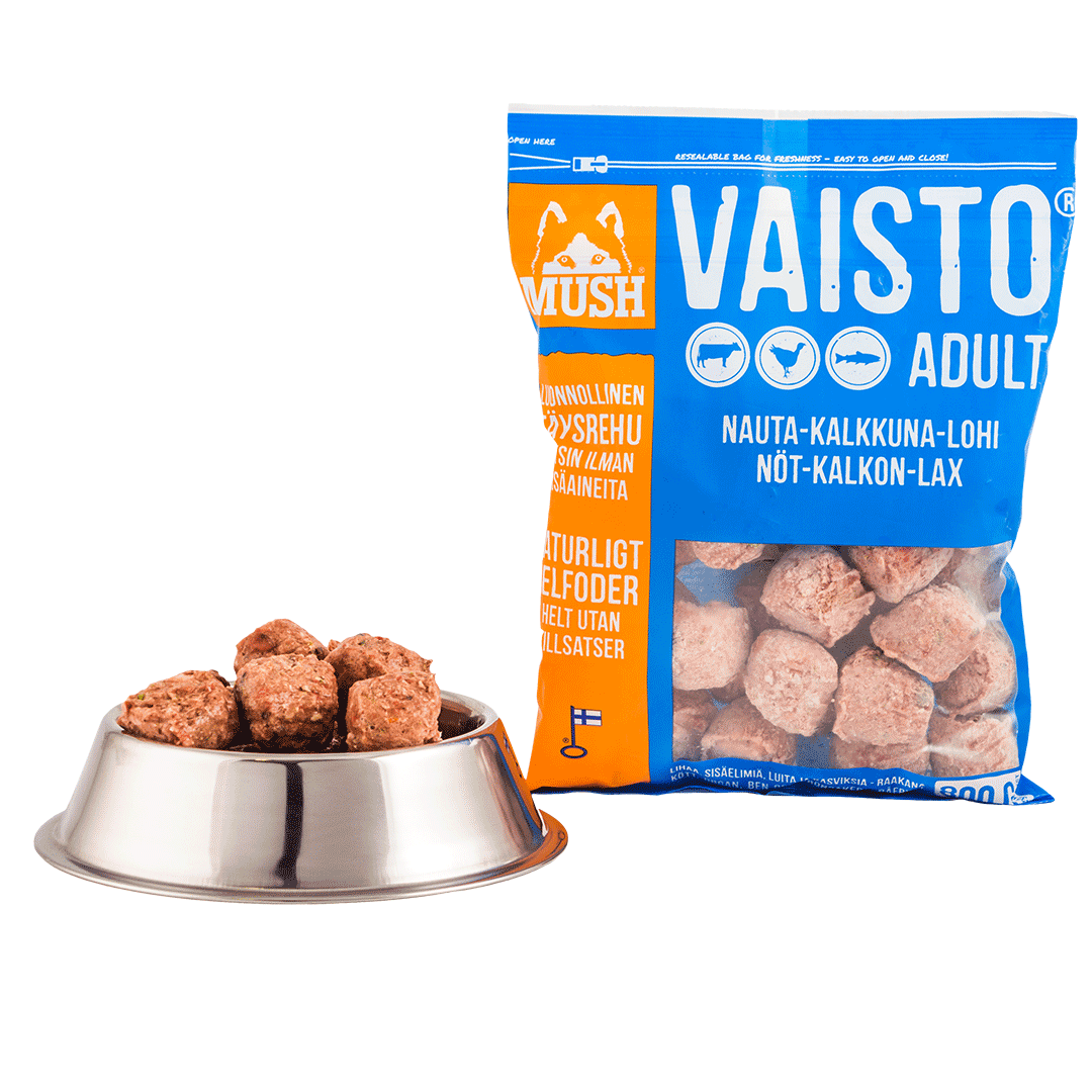 MUSH Vaisto® BARF Fuldfoder Okse Kalkun Laks Blå