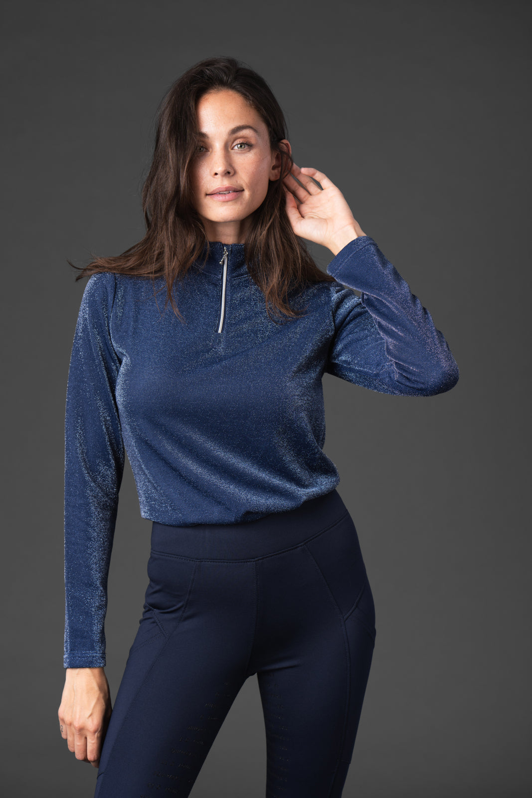 Equipage Shimmer Langærmet Half-zip Ridebluse - OUTLET