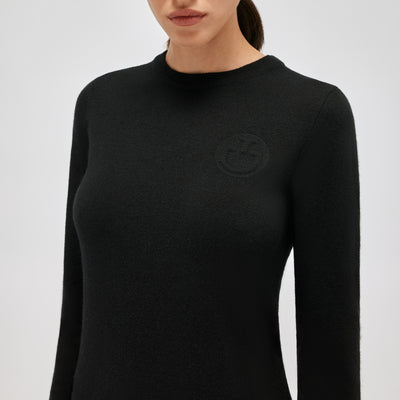 CT Embossed Crew Neck Cashmere Blend Knit Sweater - OUTLET