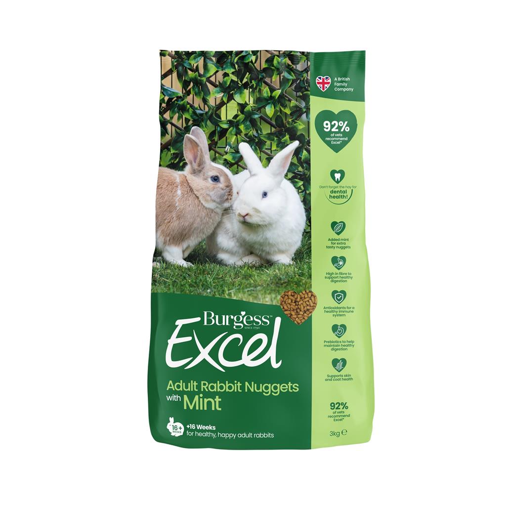Burgess Excel Adult rabbits, Nuggets with Mint