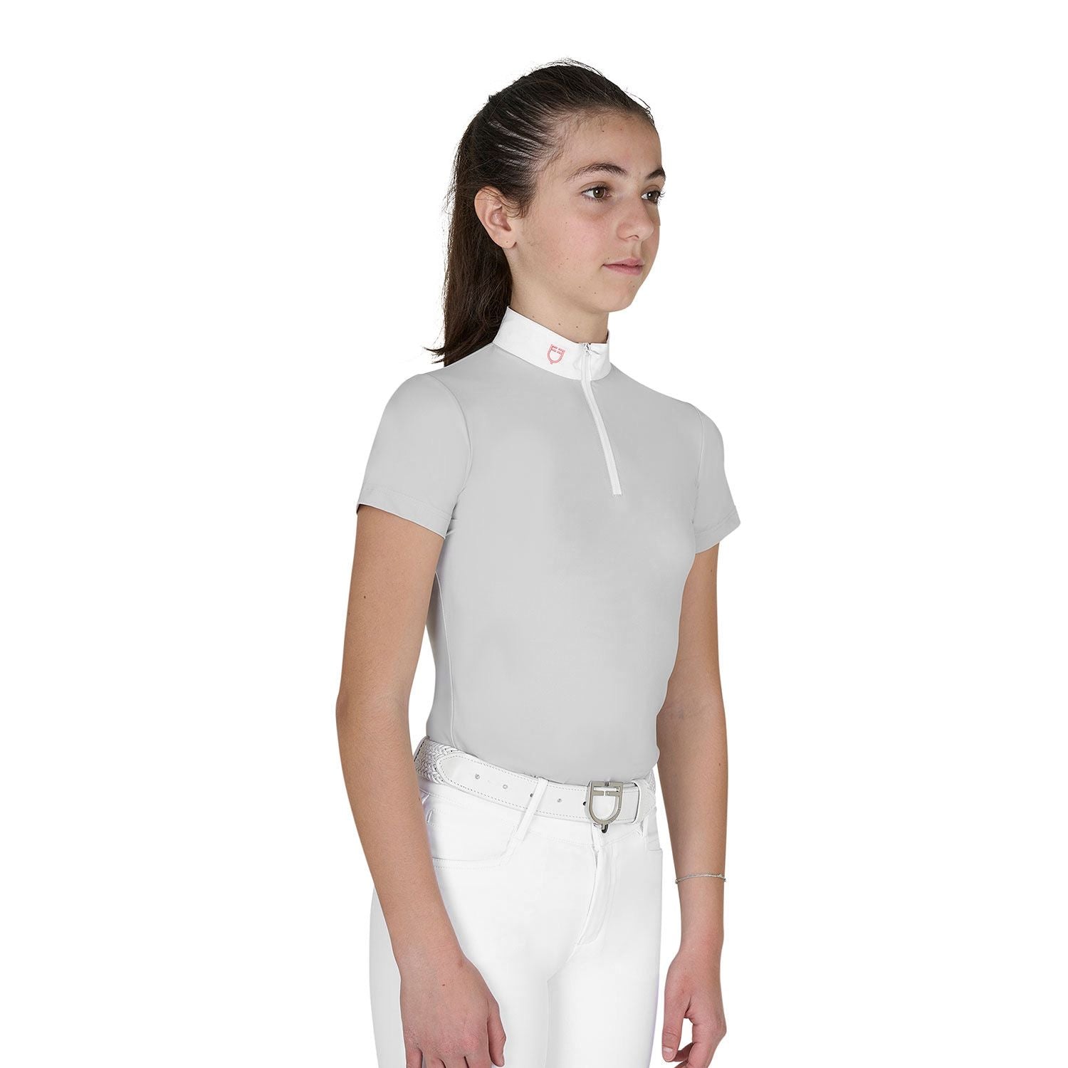 Equestro Bambina Zip Manica Corta Polo