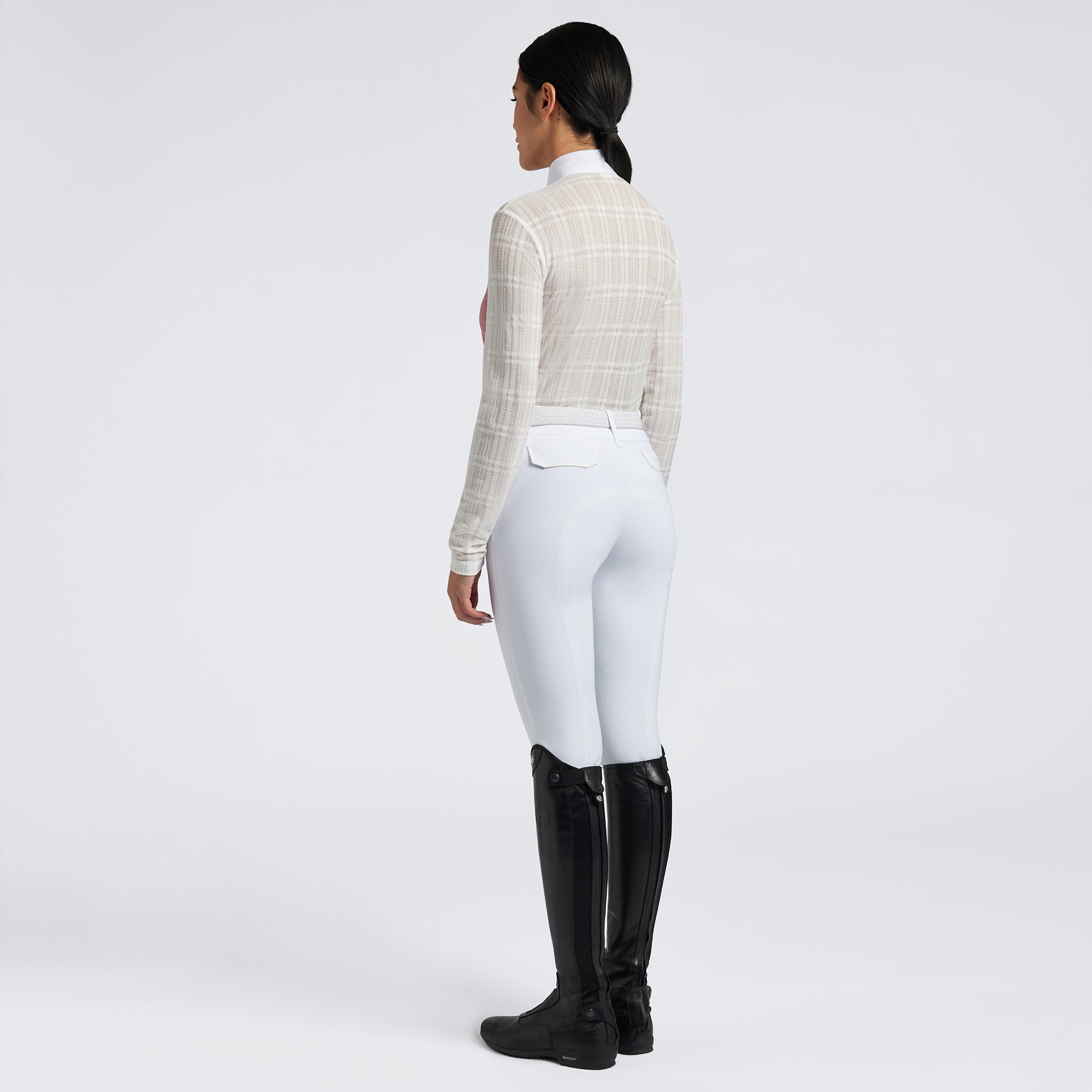 Cavalleria Toscana Sheer Jacquard Jersey Zip Competition Shirt - OUTLET