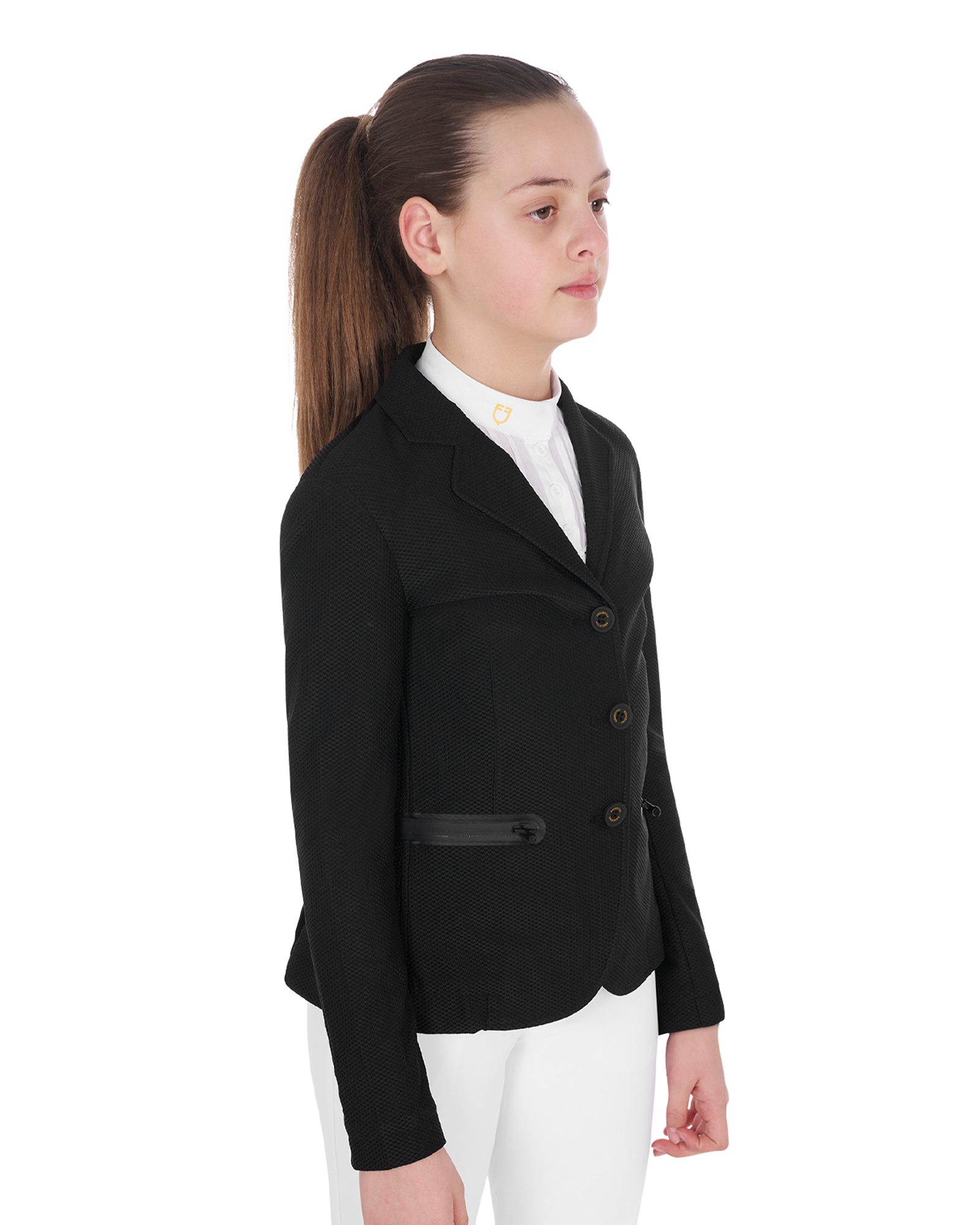 Equestro Girl's Competition Jacket Three Buttons Perforated