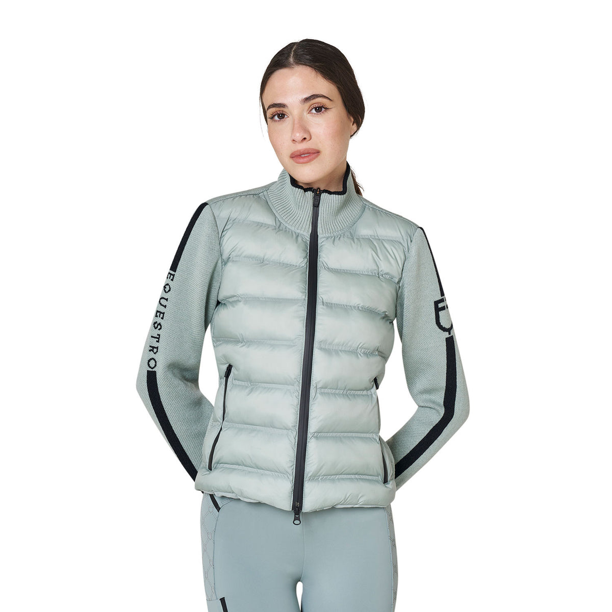 Equestro Women's jacket in nylon and knit with zip