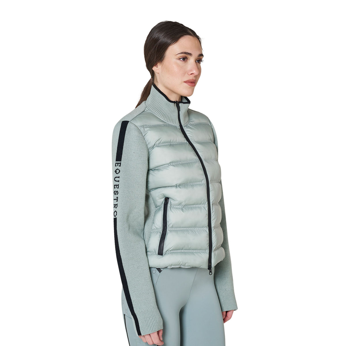 Equestro Women's jacket in nylon and knit with zip