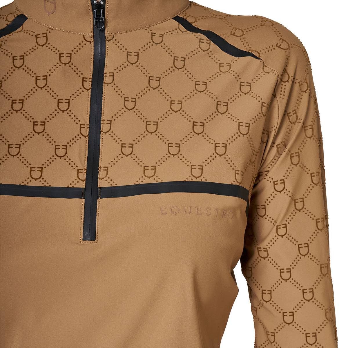 Equestro Women's Long-Sleeved Monogram Print Training Polo Shirt