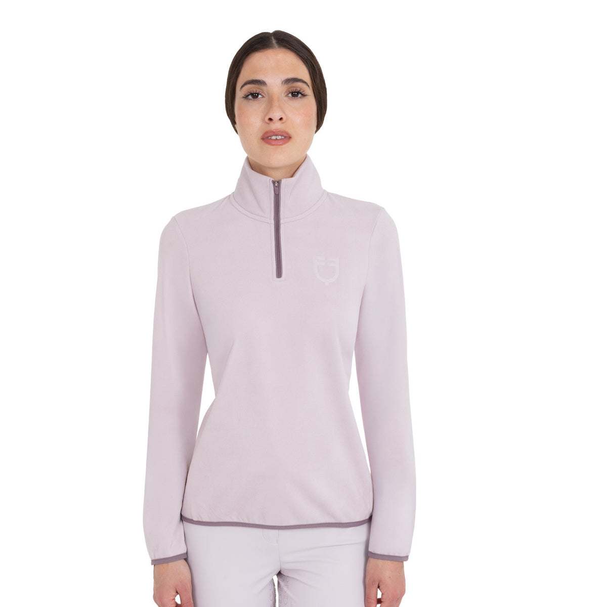Equestro Women’s high-neck fleece sweatshirt with Half zip