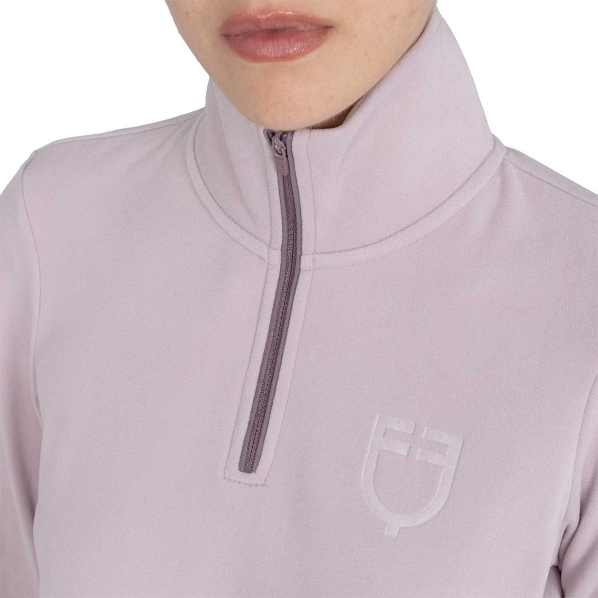 Equestro Women’s high-neck fleece sweatshirt with Half zip
