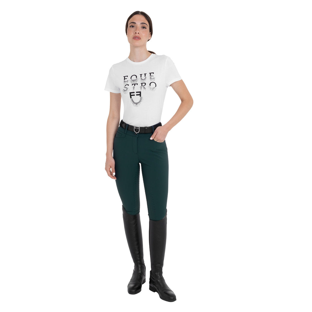 Equestro Women's High Waist Breeches Full Grip