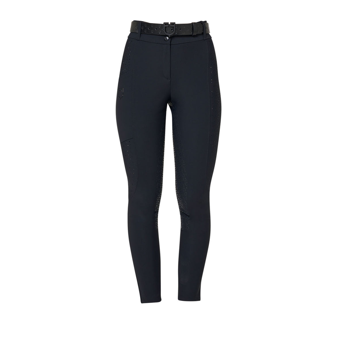 Equestro Womens High-Waisted Full Grip Breeches With Rhinestones