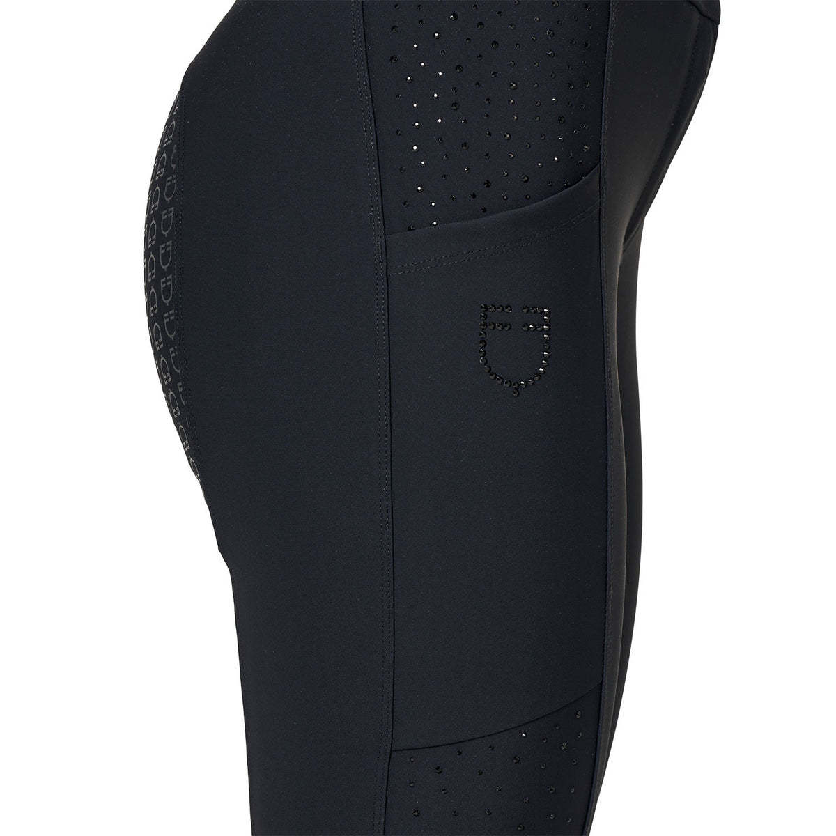 Equestro Womens High-Waisted Full Grip Breeches With Rhinestones