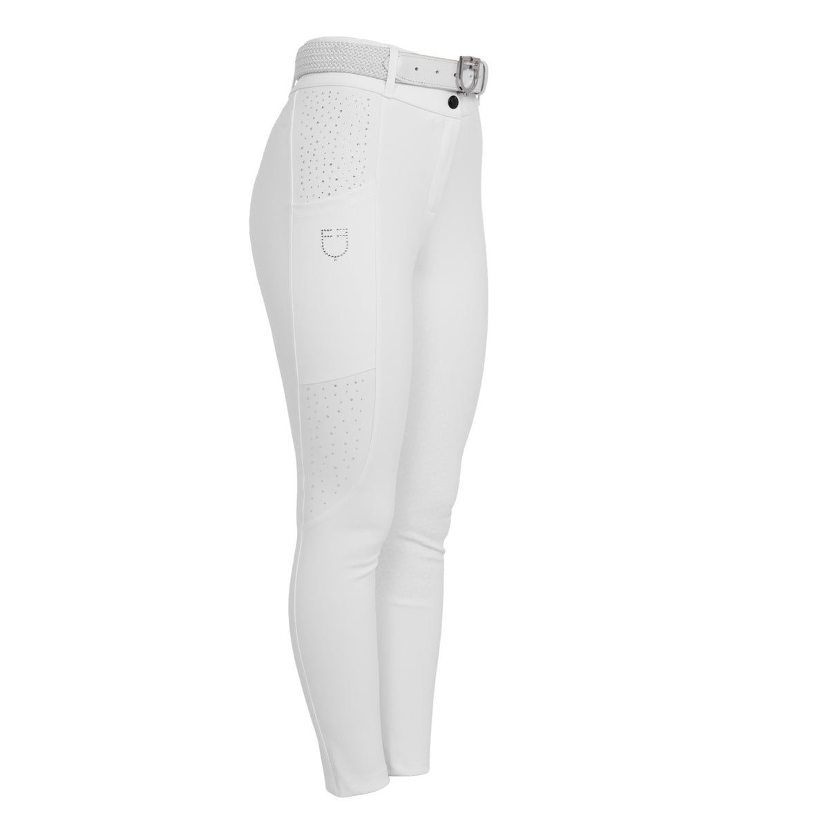 Equestro Womens High-Waisted Full Grip Breeches With Rhinestones