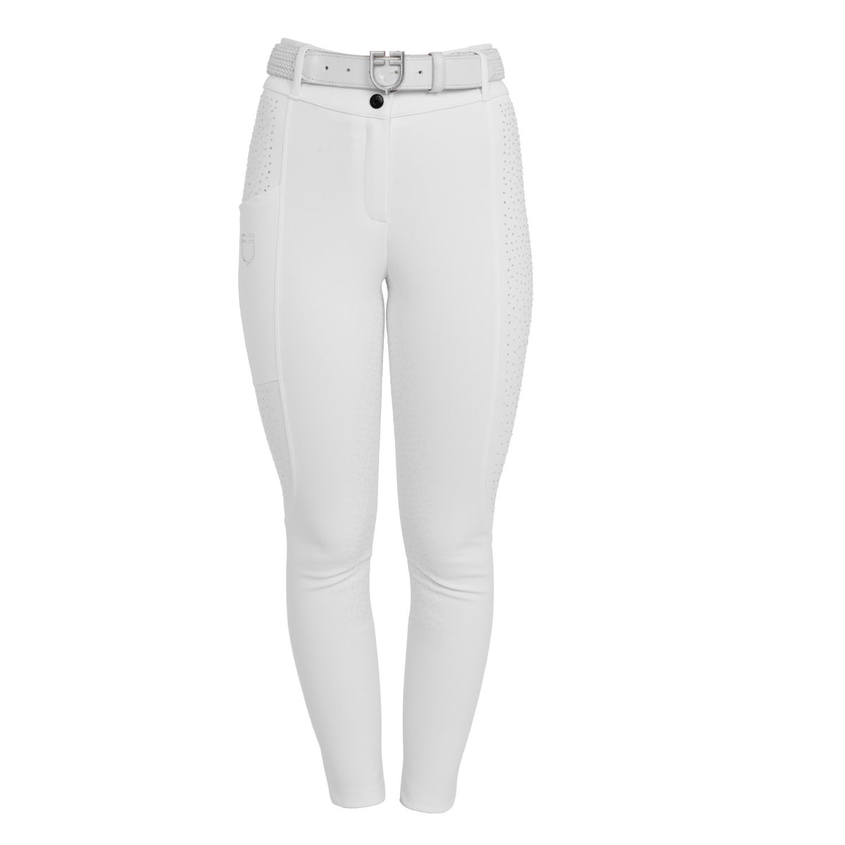 Equestro Womens High-Waisted Full Grip Breeches With Rhinestones