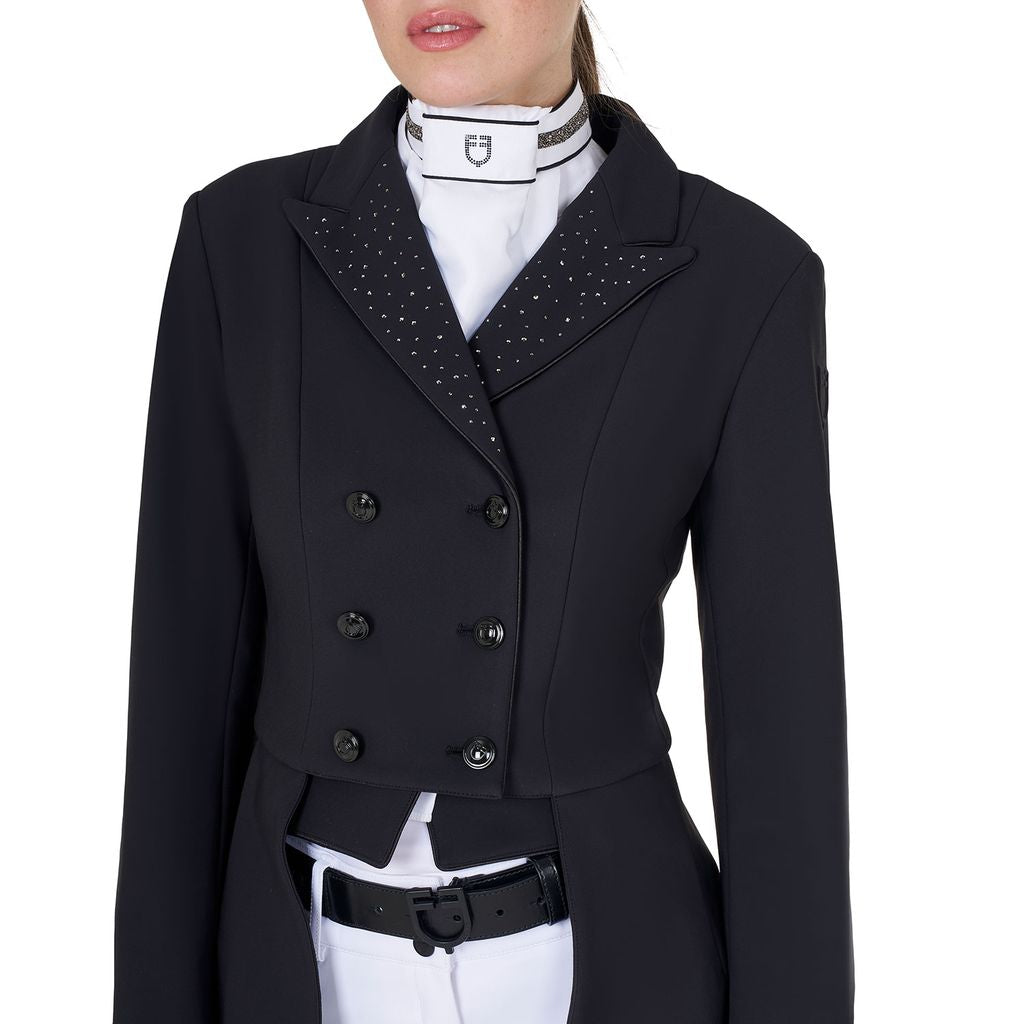 Equestro Women's Black Label Collection Competition Strass Rain Tail Coat