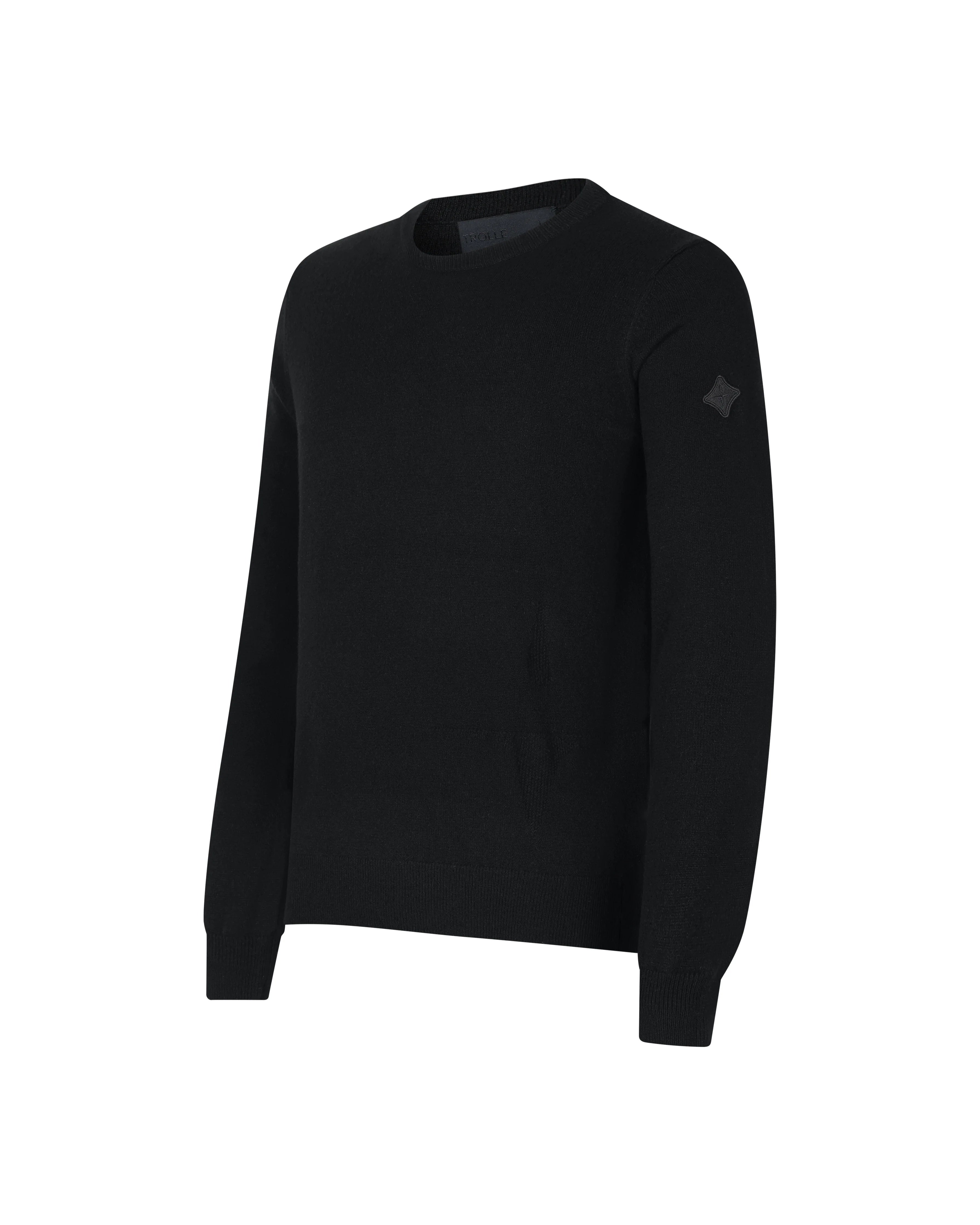 Trolle Projects  Tonal Fine Cashmere Logo Crew Sweater