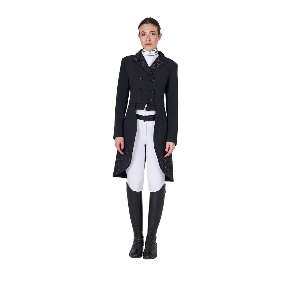 Equestro Women's Black Label Collection Competition Strass Rain Tail Coat
