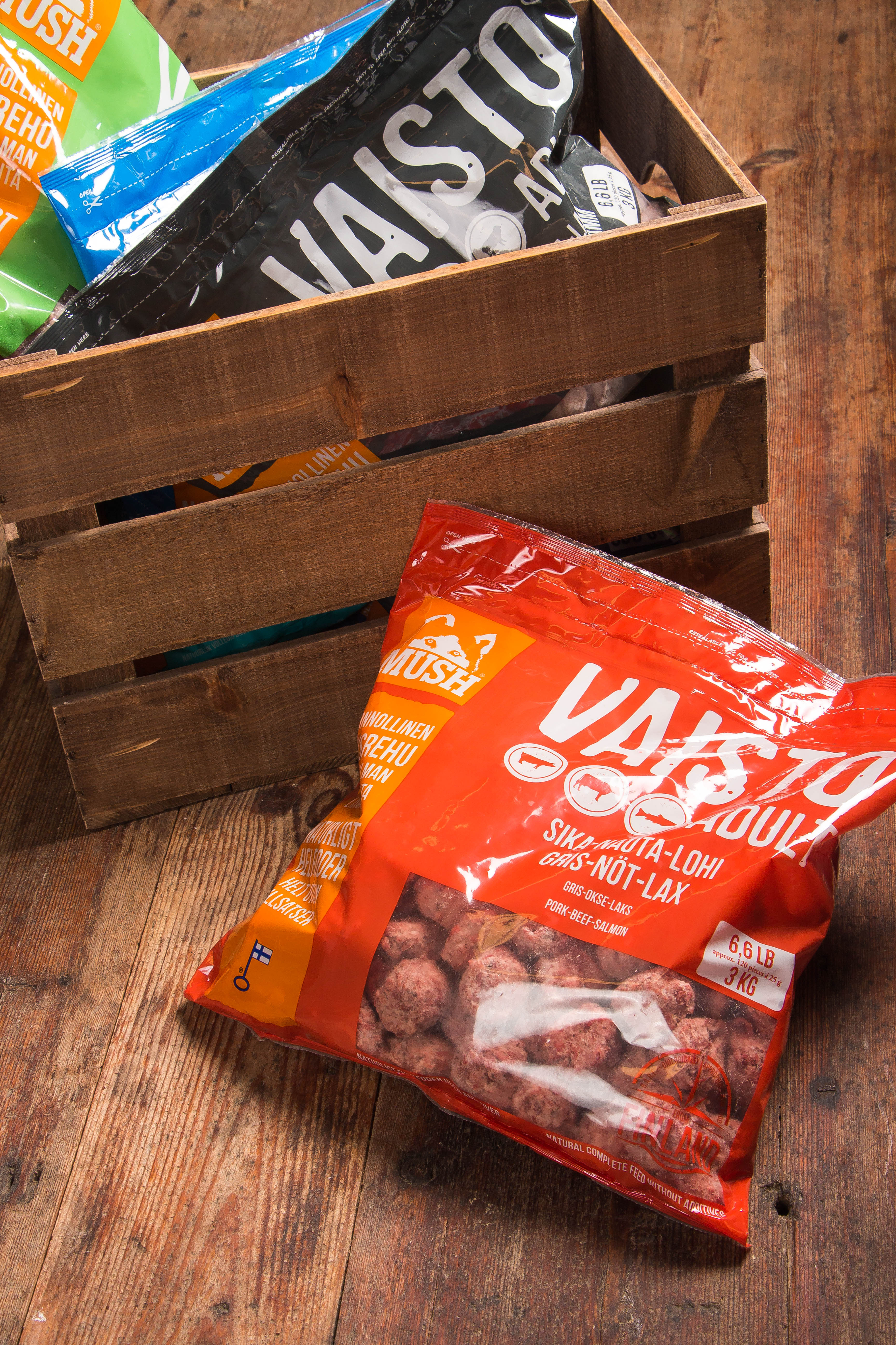 MUSH Vaisto® BARF Fuldfoder Gris Okse Laks Rød