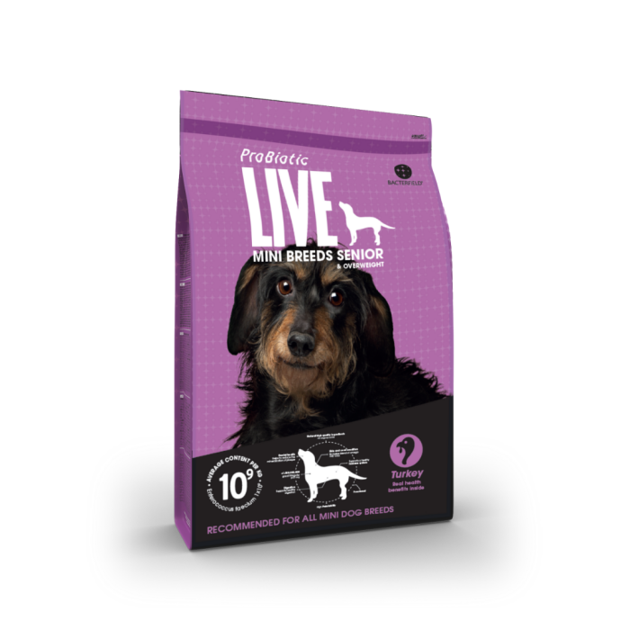 Probiotic Live Senior Mini Breeds & Overweight - Kalkun & Ris