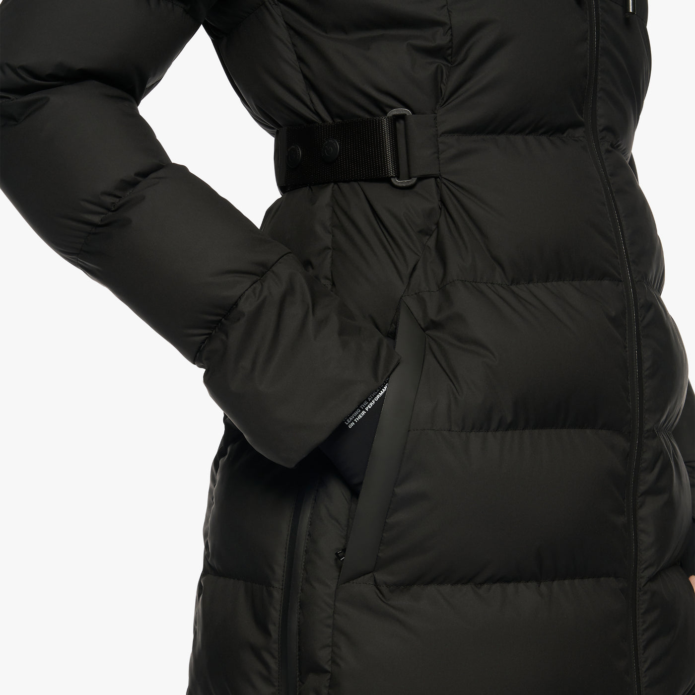 Belted Quilted Nylon Hooded Coat - OUTLET