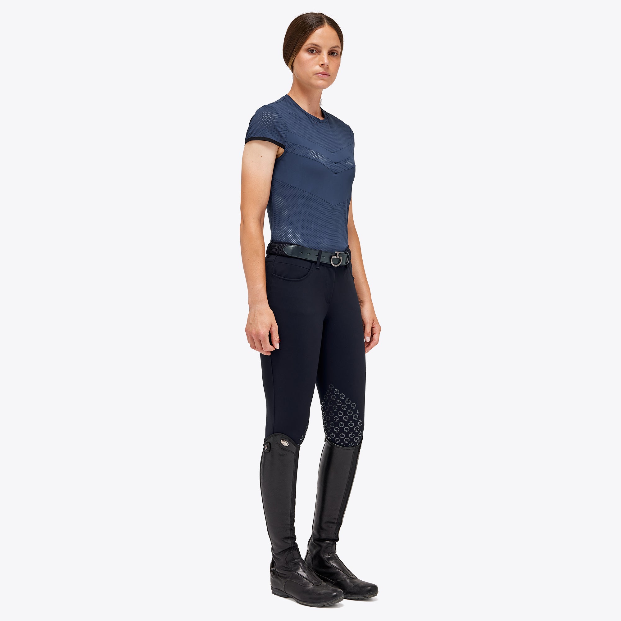 Cavalleria Toscana Perforated Jersey Emblem T-Shirt w/Solid -OUTLET