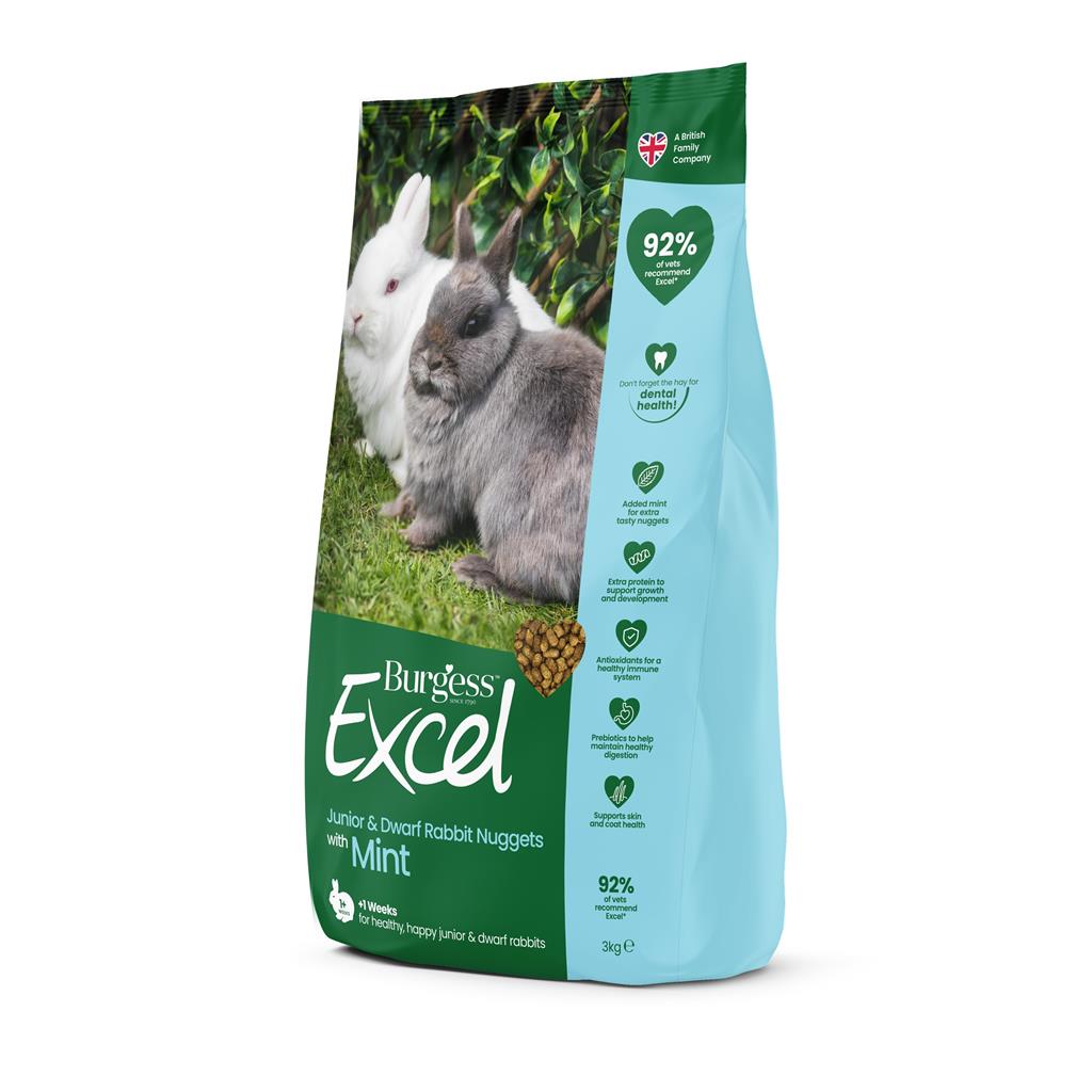 Burgess Excel Junior & Dwarf Rabbits Nuggets w. Mint