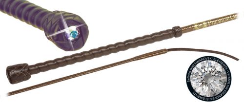 Fleck Cotton thread covered,lacquered, leather grip refined with swarovski element dressurpisk - OUTLET