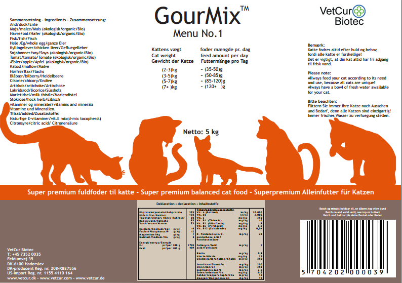 Vetcur Biotec GourMix Menu No. 1 kattefoder - Bestillingsvare