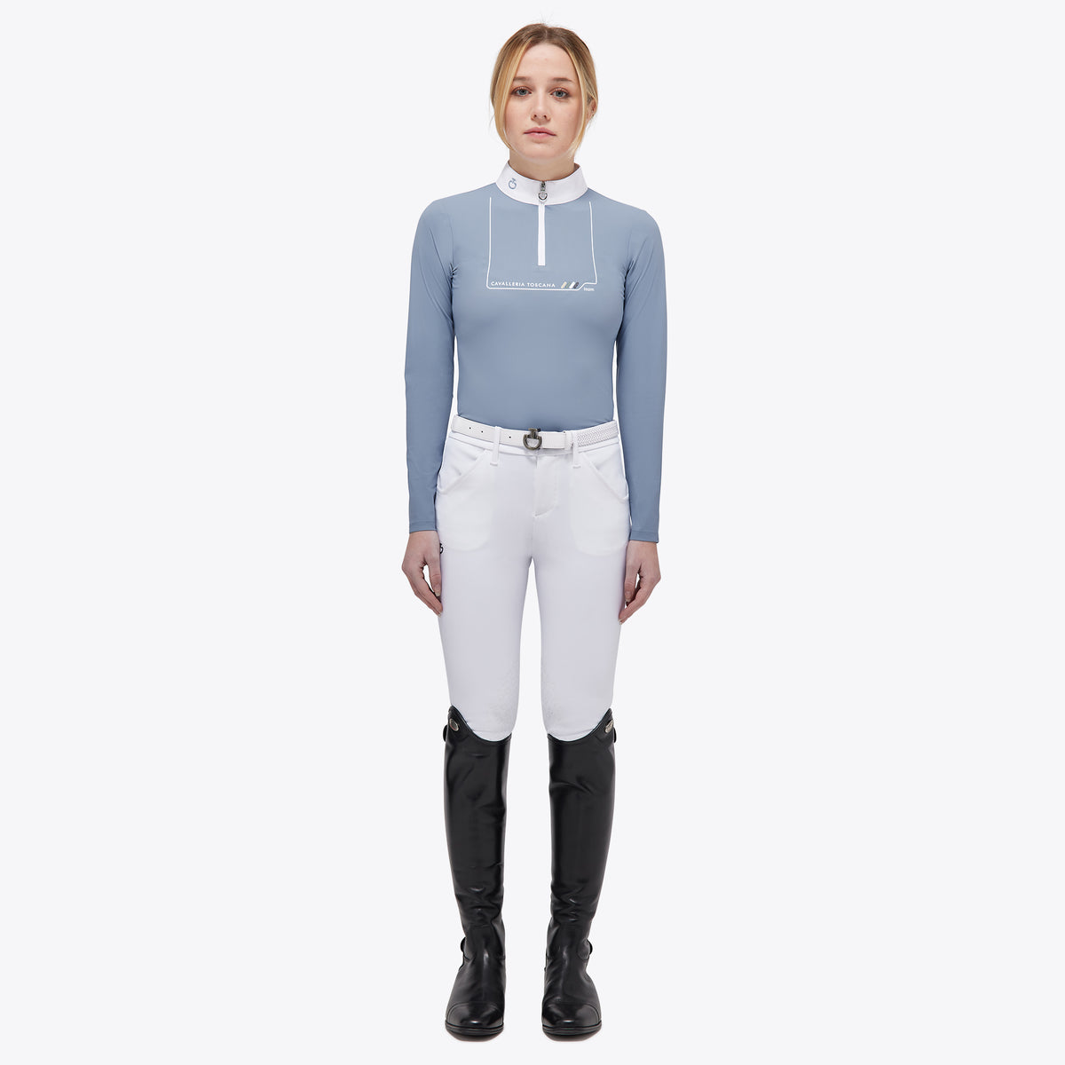 Cavalleria Toscana Dash Jersey Zip Competition Polo-OUTLET