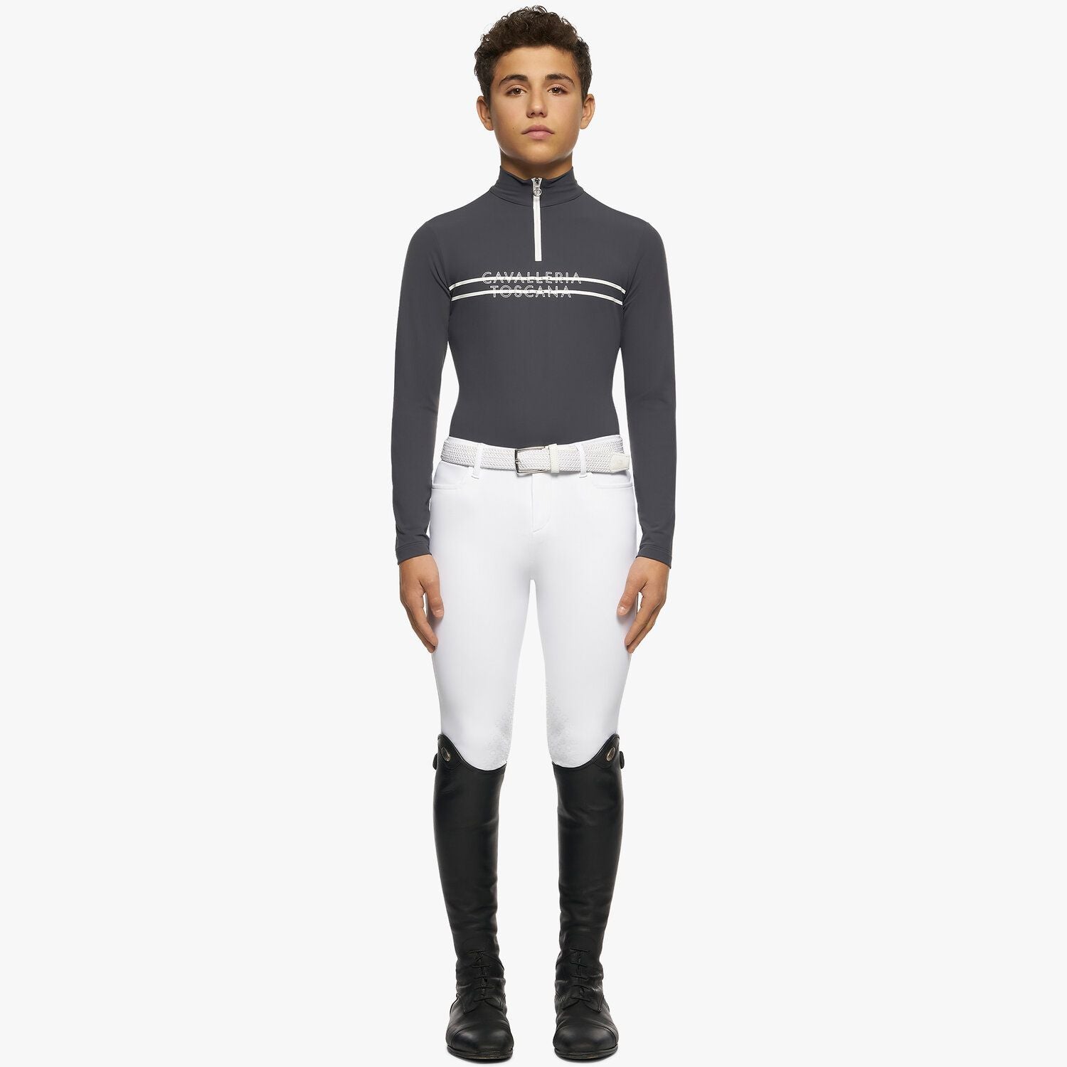 Cavalleria Toscana Printed Stripe Cavalleria Toscana Logo Brushed Jersery Zip Turt - OUTLET
