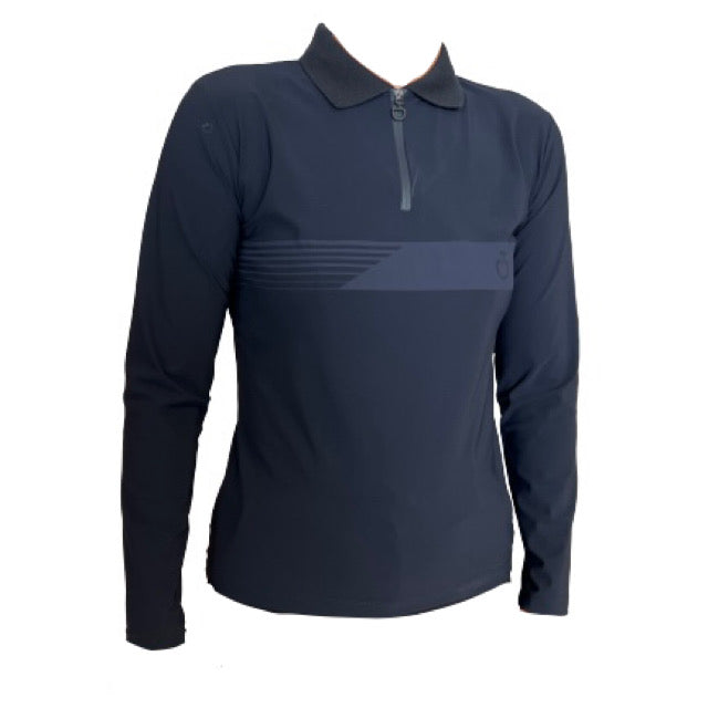 Cavalleria Toscana Racing Stripe Print L/S Training Polo - OUTLET