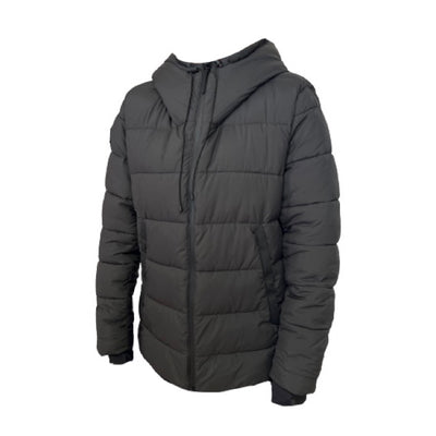 Geo Cut Nylon Hooded Puffer Jacket