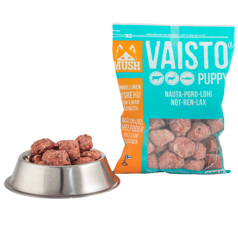 MUSH Vaisto® Puppy BARF Fuldfoder Okse Ren Laks Iceblue